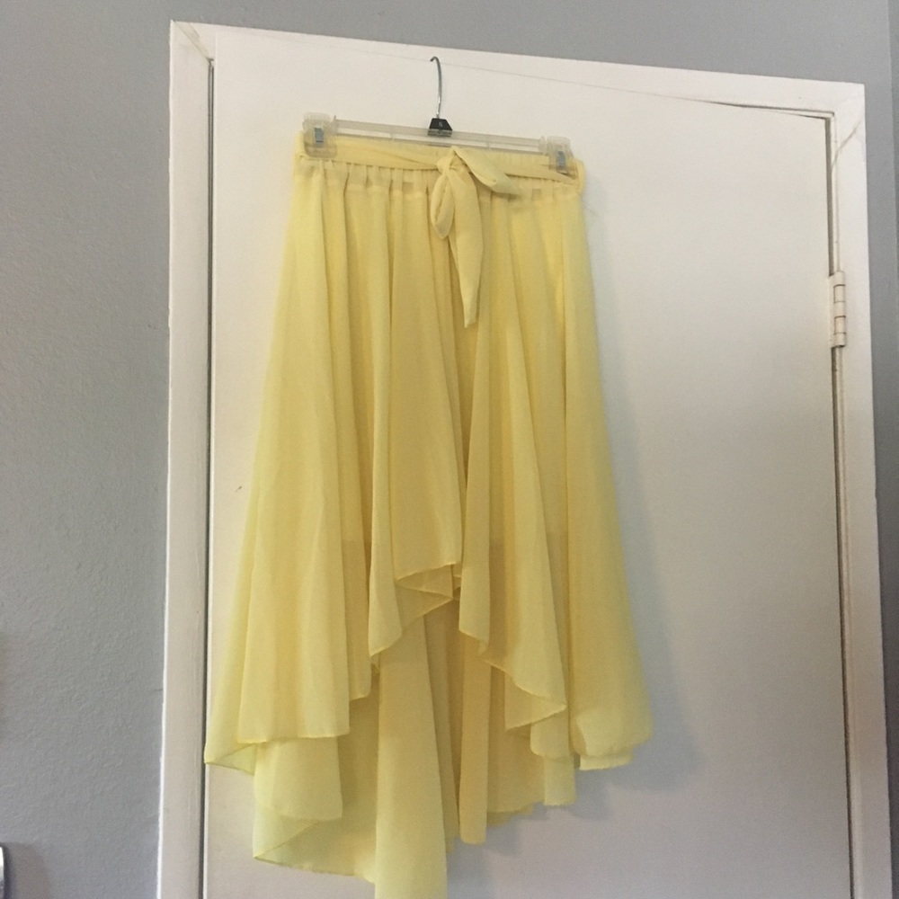 High Low Flowy Yellow Skirt